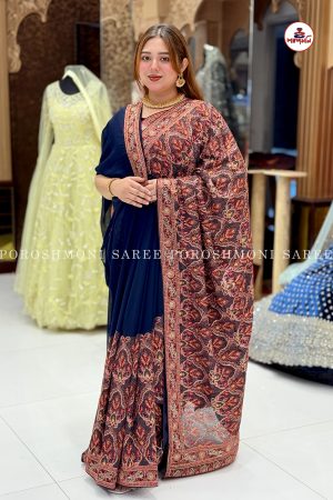 Premium Designer Kashmiri Silk Saree - Image 3